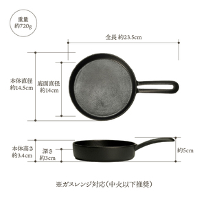 南部鉄器 スキレット 14.5cm 伝統工芸品 鉄フライパン アウトドア キャンプ キッチン用品 食器 日用品 調理器具 [Y0070]