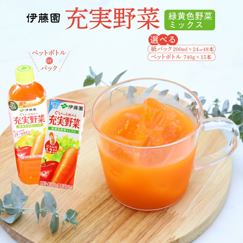 【ふるさと納税】伊藤園 充実野菜 緑黄色野菜ミックス 【選べる 紙パック 200ml 24本または48本／ペットボトル740g 15本】／ 野菜ジュース 飲料 ソフトドリンク 紙パック パック飲料 ペットボトル PET 備蓄 常備 まとめ買い 東北 山形