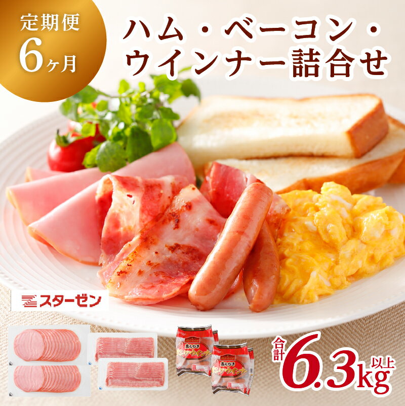 【ふるさと納税】【定期便6ヵ月】 ハム・ベーコン・ウインナー 詰合せ 栃木県 那須塩原市 豚肉 セット 薄切りハム 薄切りベーコン 国産山桜 スモークチップ 天然羊腸 あらびき 朝食 サラダ サンドイッチ 送料無料