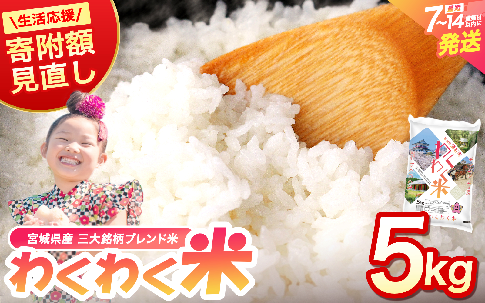 宮城県産 三大銘柄 いいとこ取りブレンド米 わくわく米 5kg / 米 お米 精米 ブレンド米 白米 ご飯 産地直送 【araseki001】