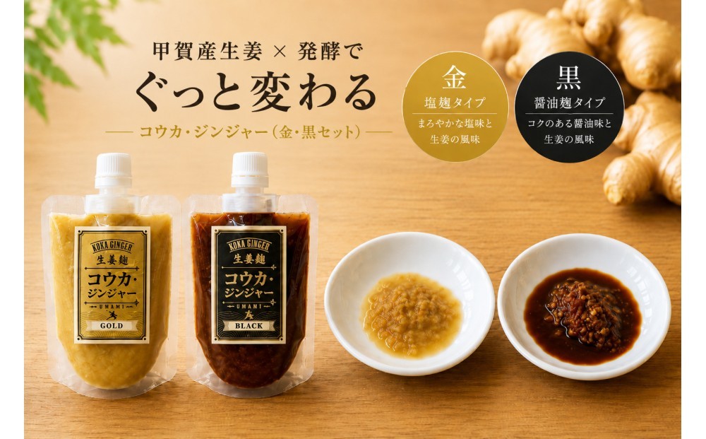 
                  【無添加】甲賀産生姜の発酵生姜麹 金・黒セット | かける・漬けるだけで、いつもの料理がぐっと変わる(176670-40037804)
                