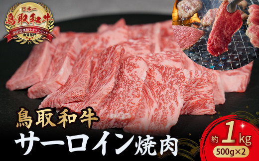 鳥取和牛 サーロイン 焼肉用 1kg ( 500g × 2 )  国産 牛肉 和牛 サーロイン 焼肉 黒毛和牛 焼き肉 肉 ブランド牛 小分け 鳥取県 倉吉市 KR1333