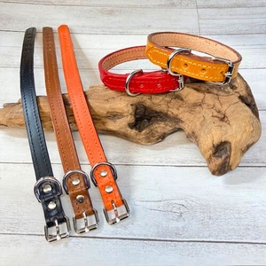 選べるサイズの 本革 犬 ・ 猫用 首輪 (15mm幅) 小型 / 中型 / 大型 【イタリア革ブッテーロ】 ブッテーロ サイズ：S
カラー：黄