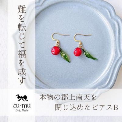 ふるさと納税 郡上市 岐阜県郡上市　本物の郡上南天を閉じ込めたピアスB