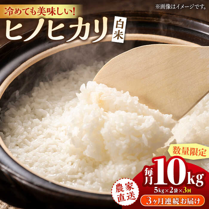 【ふるさと納税】【3回定期便】〈令和7年度産米〉ヒノヒカリ 白米 10kg（5kg×2袋）【竹下農園】[ZEL005] 白米 米 おすすめ 人気 ランキング ブランド 量 口コミ 評判 ひのひかり 名水 百選 国産 九州 熊本県 山鹿 コスパ 米 こめ ご飯 ごはん お取り寄せ 事業者応援