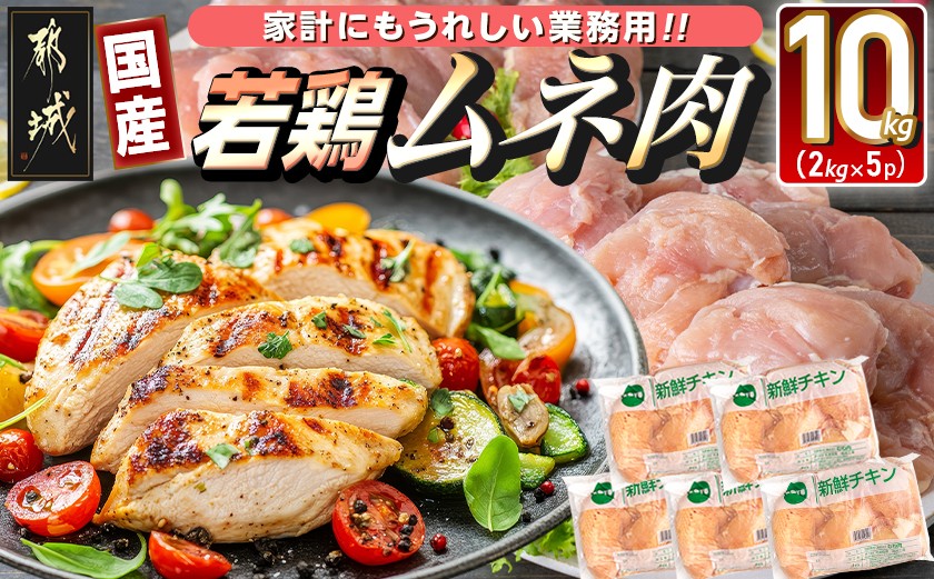 【業務用】低カロリー＆高タンパク！国産若鶏ムネ肉10kg