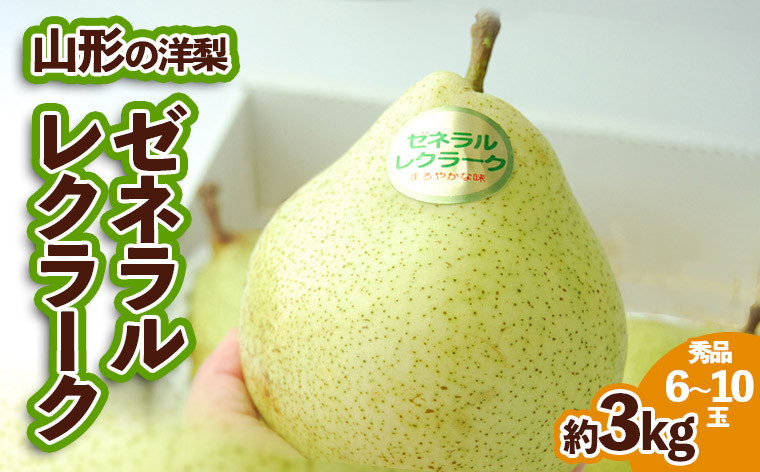 
            山形の洋梨ゼネラルレクラーク 秀品 約3kg (6～10玉) 【令和7年産先行予約】FU23-651 くだもの 果物 フルーツ 山形 山形県 山形市 2025年産
          