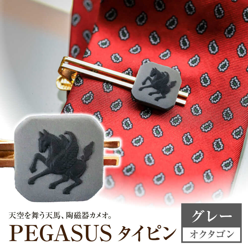 【ふるさと納税】＜タイピン＞ オクタゴン ペガサス グレー / ネクタイ ピン スーツ 小物 ギフト 贈り物 / 瀬戸市 / 陶華[BBCD022]