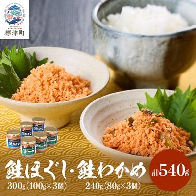 ふるさと納税 標津町 鮭ほぐし(100g×3個)・鮭わかめ(80g×3個)セット