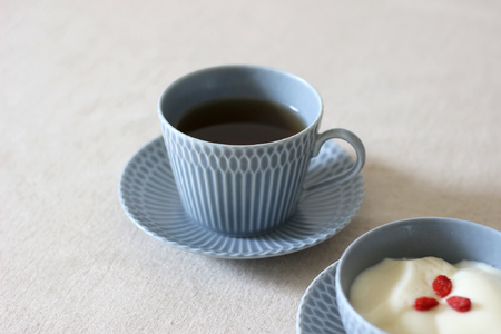 【2枚SET】美濃焼 さざなみ 8.5カフェカップ ブルーグレー 200cc【1440623】