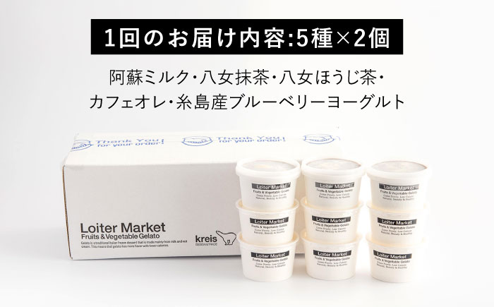 【全12回定期便】糸島のアイスクリーム屋ジェラートカップ10個セット！5種類 × 各2個 ( ミルク , 抹茶 , ほうじ茶他 ) 糸島市 / LoiterMarket [AGD022]
