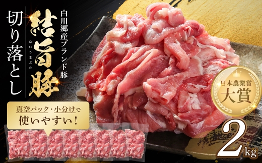 結旨豚 ウデ又はモモ 切り落とし 250g×8p（計2kg） トレーなし 簡易包装 ｜ 肉 お肉 豚肉 国産 切り落とし 切落し 薄切り 訳あり 白川郷 岐阜県 白川村 ブランド豚 人気 おすすめ ギフト 飛騨高山ミート