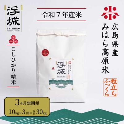 ふるさと納税 三原市 みはら高原米 浮城《3か月定期便》コシヒカリ 白米10kg [220-007]