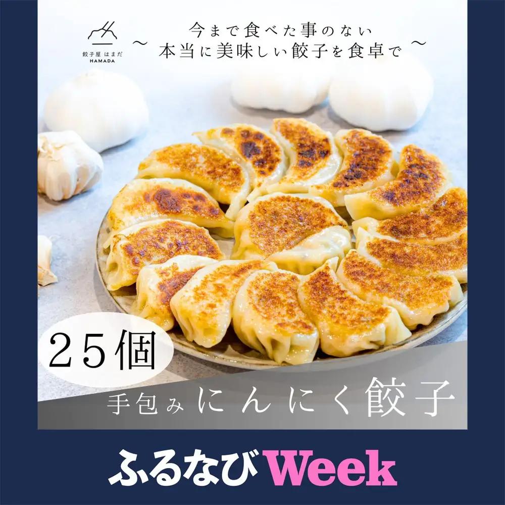 【ふるなびWEEK対象】餃子 手包みにんにく餃子 25個入り 餃子屋はまだ