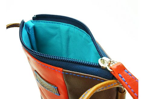 「三嶋柄入り」 ハンドメイド 牛革 ポシェット ＜しましま＞ バッグ やわらかい 牛革 かわいい ハンドメイド おしゃれ レディース シンプル 贈り物 ギフト プレゼント 手提げ バック 革製品 小物