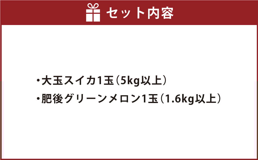 熊本県産 大玉スイカ1玉と肥後グリーンメロン1玉 合計2玉
