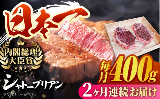 
【2回定期便】長崎和牛 シャトーブリアン ステーキ用 (200g×2) 計800g ヒレステーキ ヒレ フィレ ステーキ肉 大人気 希少部位 東彼杵町/有限会社大川ストアー [BAJ086]
