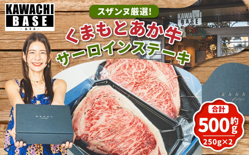 
                  スザンヌ厳選！ 「くまもとあか牛」 サーロインステーキ 500g （250g×2個） ／ あか牛 褐毛和種 和牛 牛肉 お肉 肉 サーロイン ステーキ スザンヌ 九州 熊本県 冷凍
                