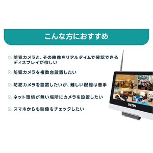 Par12インチ液晶録画装置2TB&監視・300万画素防犯カメラ2台セット 屋外