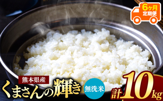 【 令和7年産 】【定期便6回】 熊本県産 くまさんの輝き 無洗米 10kg | 小分け 5kg × 2袋  熊本県産 こめ 米 無洗米 ごはん 銘柄米 ブランド米 単一米 人気 日本遺産 菊池川流域 こめ作り ごはん ふるさと納税 返礼品