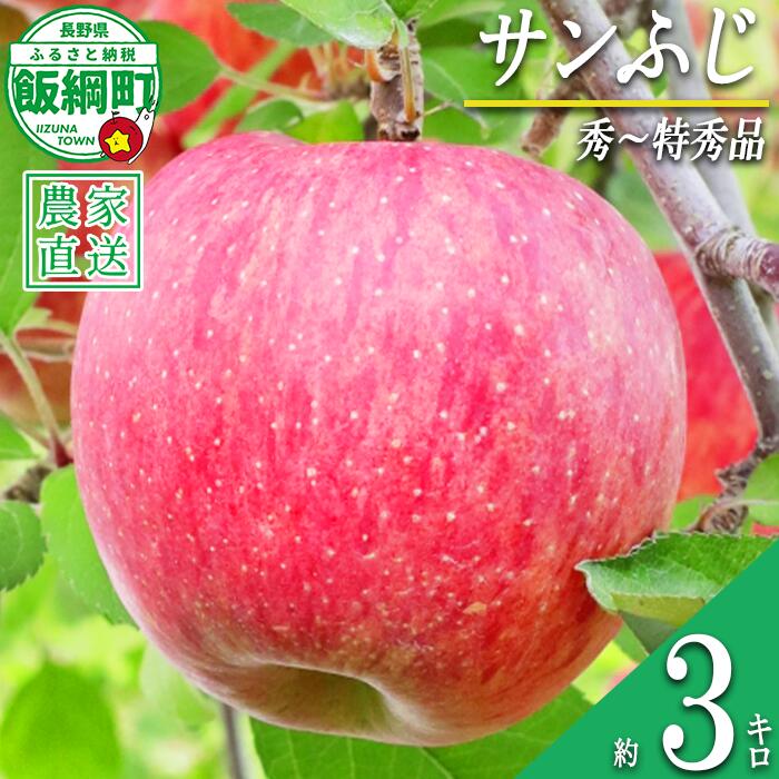 【ふるさと納税】 りんご サンふじ 秀 〜 特秀 3kg 大友農場 エコファーマー認定 沖縄県への配送不可 令和8年度収穫分 長野県 飯綱町 【 信州 果物 フルーツ リンゴ 林檎 長野 予約 農家直送 16000円 】発送時期：2026年12月上旬〜2026年12月下旬 {***}