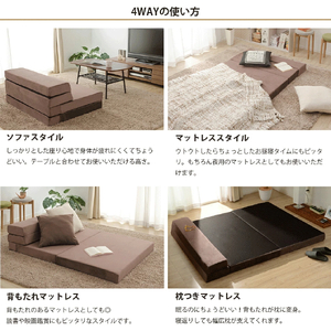 【ふるなび限定】ソファ＆マットレス 4WAY ブルー FN-Limited-SP｜起毛調 背もたれ付き 枕付き 1台4役 ベッド 厚み10cm ウレタン ふんわり 優しい肌触り セルタン [0394]