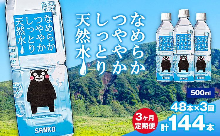【3ヶ月定期便】なめらかつややかしっとり天然水 500ml 合計48本 24本×2ケース 3回 株式会社サンコー熊本営業所《お申し込みの翌月から出荷》天然水 軟水 鉱水 シリカ水 飲料水 ミネラルウォ