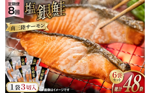 
										
										8回 定期便 鮭 切り身 塩銀鮭パック 3切×6袋×8回 総計48袋 [たみこの海パック 宮城県 南三陸町 30ae0016] 冷凍 サーモン 銀鮭 シャケ 切身 さけ サケ
									