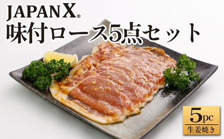 JAPAN X 味付ロース5点セット 生姜焼き5パック　豚肉 豚 ブランド豚 小分け ロース 豚ロース 味付 時短 生姜焼き 山賊焼き ジャパンエックス 蔵王 人気　【04301-0883-1】