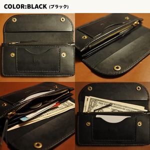 財布 高級ブライドルレザー ロングトラッカーウォレット 手縫い カラー3色【ダークブラウン ブラック バーガンディ】｜革 革製品 長財布 ロングウォレット ファスナー付き メンズ レディース ハンドメ