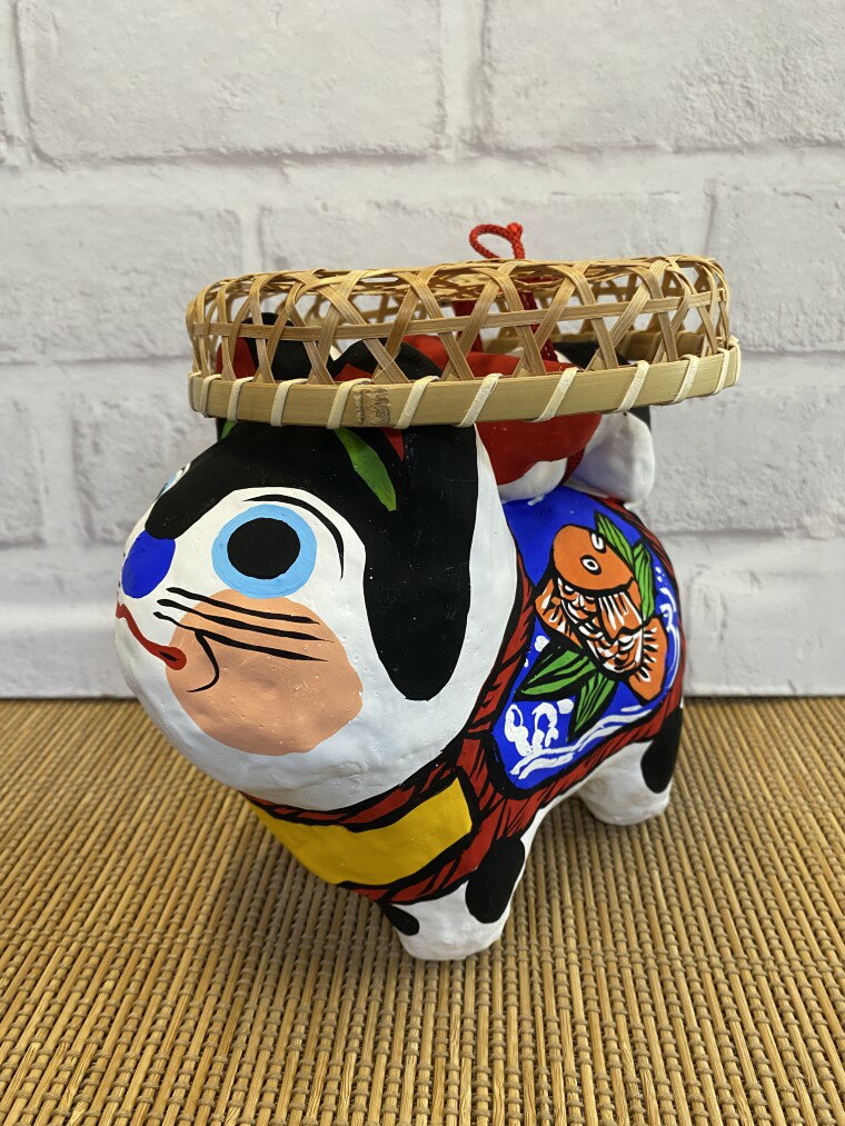 【ふるさと納税】ざるかぶり犬張子(大)　手作り張子人形(AW002-1)