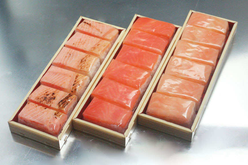 寿司 ますの押し寿司 3種 各35g×6個 計18個 鱒寿司 押し寿司 富山名物 食べ比べ 冷蔵/ます寿司屋ヒロ助/富山県 黒部市