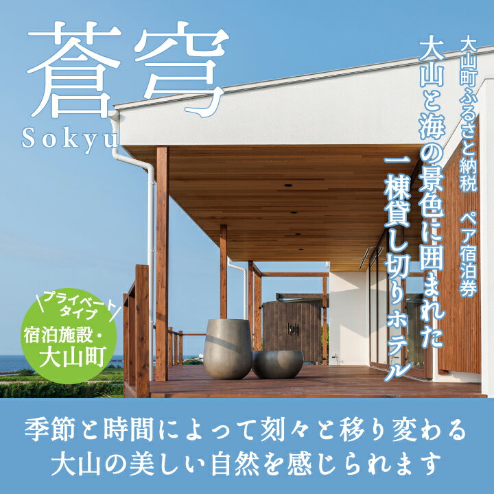 【ふるさと納税】BK-03　大山町海の見える一棟貸し宿（蒼穹）ペア宿泊チケット　ペアチケット ホテル 自然 お泊り 泊まり 旅行 観光 宿泊施設 プライベート 貸し切り テラス 鳥取県 鳥取県産 大山町 大山 お土産 返礼品 国産 お取り寄せ ご当地