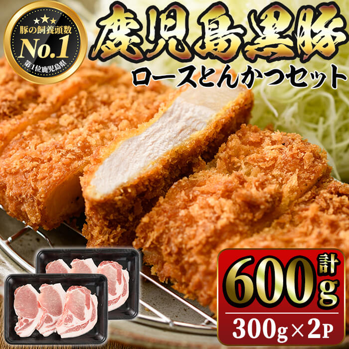【ふるさと納税】鹿児島黒豚ロースとんかつセット(計600g・300g×2P)鹿児島黒豚 黒豚 豚肉 肉 とんかつ トンカツ とんてき トンテキ セット 国産 鹿児島県産 冷凍【JA鹿児島きもつき】A1-1621