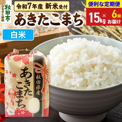 ふるさと納税 秋田市 先行受付《定期便6ヶ月》あきたこまち15kg 白米|15_kml-011506hs