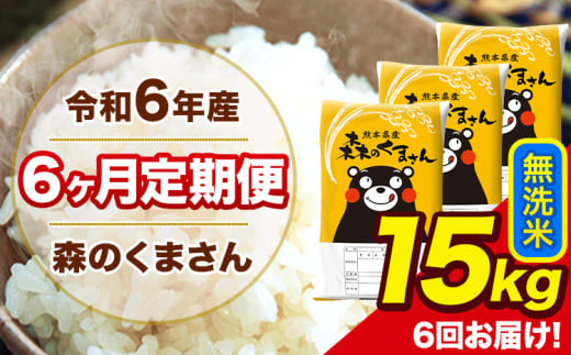 令和6年産 森のくまさん 無洗米 15kg 5kg×3袋 計6回お届け 《お申し込み月の翌月から出荷開始》 お米 こめ 熊本県産 ご飯 備蓄