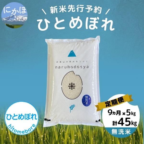 【令和5年産新米予約】<9ヵ月定期便>【無洗米】ひとめぼれ5kg×9回