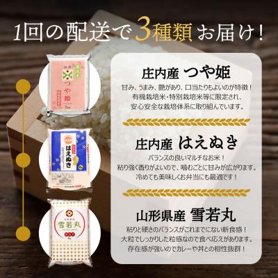 ふるさと納税 庄内町 山形のブランド米!食べ比べ 6kgセット 無洗米 2kg×3袋 つや姫 はえぬき 雪若丸 令和7年産 |  | 01