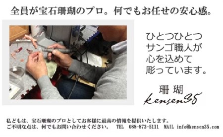 室戸市産　血赤珊瑚特大枝の根付ストラップ　桐箱入り _kn021