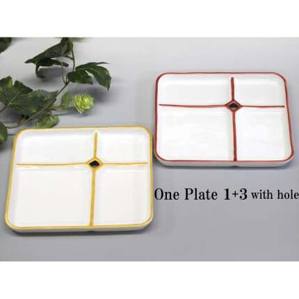 有田焼 One Plate 1+3 金ライン赤ライン 2枚セット 三光堂 dv004