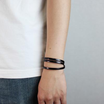 ふるさと納税 大津市 【栃木レザー 3重巻きブレスレット アンクレット】自由に楽しむレザーデザイン　ベルトカラー:黒 |  | 02