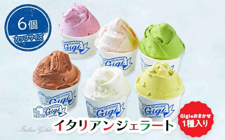 
            Gigiのイタリアンジェラート６種(Gigiのおまかせ1種入り）【カップサイズ6個】牛乳 ピスタチオ チョコ ブルーベリーヨーグルト Gigiが選ぶおまかせジェラート ジェラート アイス 北海道 恵庭市【43003201】
          