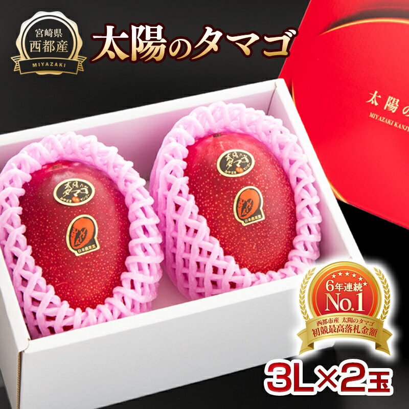 【ふるさと納税】西都市産 完熟マンゴー「太陽のタマゴ」3L×2玉 宮崎県 化粧箱入り「先行予約」数量限定＜2.8-2＞ 果物 フルーツ US