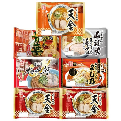旭川生ラーメン 青葉、よし乃、天金味噌、山頭火、梅光軒、×各1袋、天金醤油×2袋 計7袋_03831【1497324】