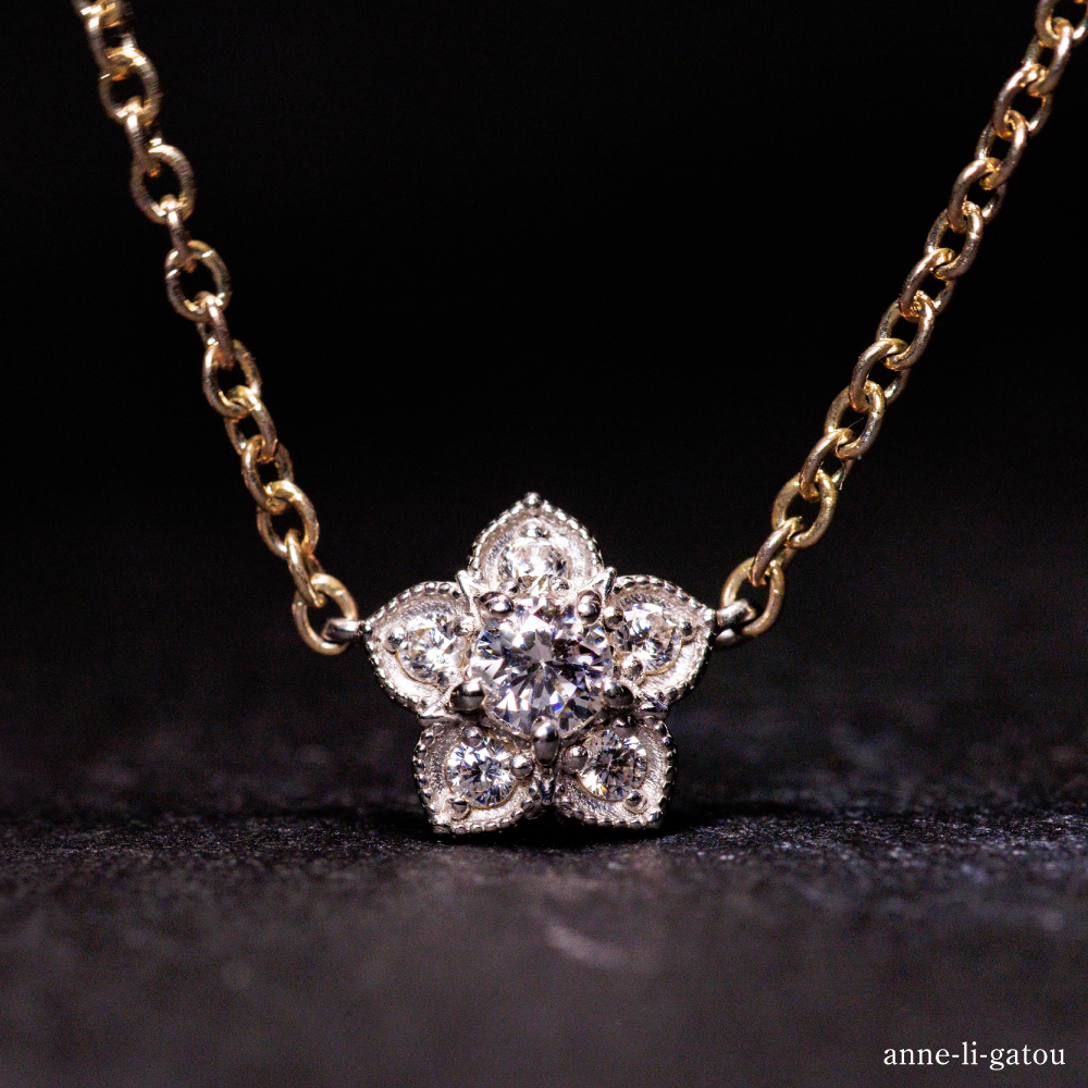 【ANNEREGARD】Pt ダイヤネックレス（わすれな草）