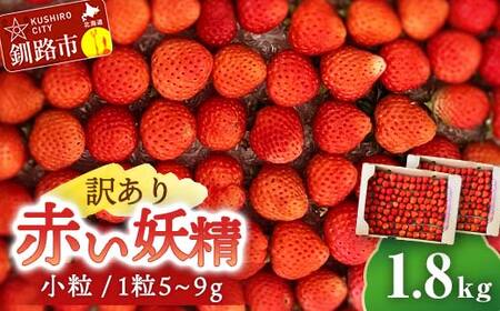 【 訳あり 】赤い妖精 1.8kg(小粒 1粒5～9g) 夏いちご 規格外にて訳あり イチゴ 夏イチゴ 果物 苺 いちご 夏 スィーツ ケーキ フルーツ 北海道 規格外 F4F-4624