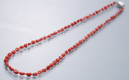 赤サンゴネックレス【約60cm】変わった形の枝_kn071