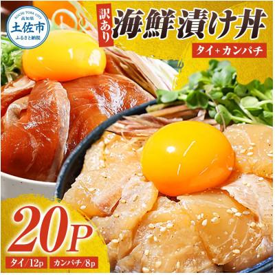 ふるさと納税 土佐市 【訳あり】海鮮漬け丼 (タイ12P・カンパチ8P) 合計20袋セット 海鮮丼の具