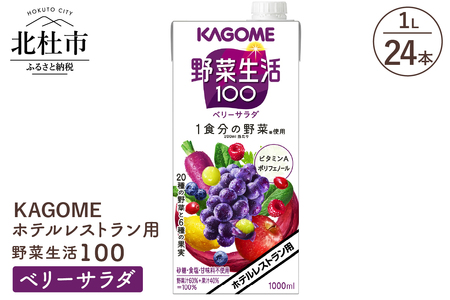カゴメ 野菜生活100 ベリーサラダ ホテルレストラン用 1L 紙パック 24本入 ジュース 野菜ジュース レストラン用 フルーツ 健康志向 飲料 健康食品