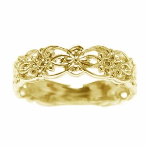 K18イエローゴールド「透かし柄」地金デザインリング【 32056-2】